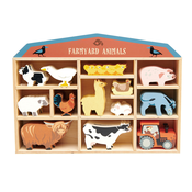 Drvene domace životinje na polici 39 kom Farmyard set Tender Leaf Toys 37*8*27 cm