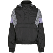 Womens AOP Mixed Pull Over Jacket Black/Zebra