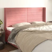 Vidaxl vidaXL Vzglavnik s krilci, roza 183x16x118/128 cm, žamet