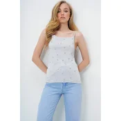Trend Alacati Stili Ženska bluza bez rukava Alc-X13884, Brod izrez, Svetlosiva