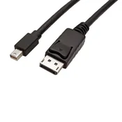 Video kabel mini DisplayPort moški – DisplayPort moški - 2 m, črn