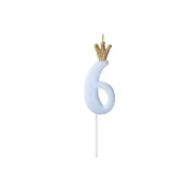 shumee Rojstnodnevna sveča PartyDeco številka 6 svetlo modra 9,5 cm