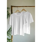 Trendyol White-White Oversize 2 Pack Basic 100% Cotton T-Shirt
