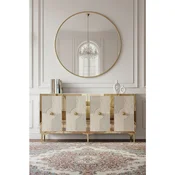 Hanah Home komoda Pega 150, 125 cm, bela / travertin / zlatna