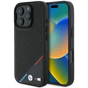 slomart Etui BMW M Perforated Tricolor Line MagSafe za iPhone 16 Pro - črno