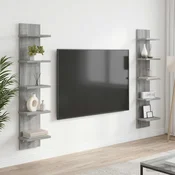 Stenska polica 2 kos Siva Sonoma 22 x 15 x 100 cm