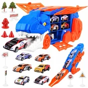 slomart MAXY Tovornjak Dinozaver T-Rex - transporter, avtostop, izmetnica, 6 avtomobilčkov