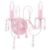 Zidna svjetiljka s perlama ružicasta 2 x žarulja E14