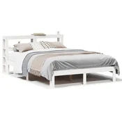 shumee vidaXL Posteljni okvir z vzglavjem brez vzmetnice bel 120x200 cm