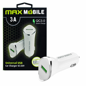 MaxMobile auto adapter USB SC-209 QC 3.0,18W QUICK CHARGE 3A: bijeli