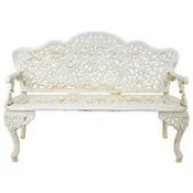 Casa Padrino baroque garden bench cream white 133 x H. 86 cm - Magnificent cast iron garden bench - Cast iron garden furniture - Baroque garden furniture - Garden furniture in baroque style