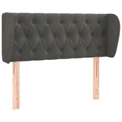 Vidaxl Vzglavje z ušesi temno sivo 93x23x78/88 cm žamet