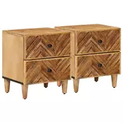 vidaXL vidaXL Nočna omarica 2 pcs Rjava 40 x 33,5 x 46 cm Masiven les manga, (5000247538)