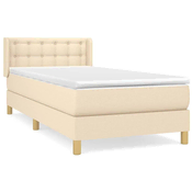 Greatstore Box spring postelja z vzmetnico krem 100x200 cm blago