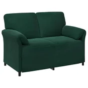 Vidaxl Kavč za 2 osebi Temno zelena 138 x 83 x 95 cm Žamet