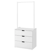 NORDLI Komoda s 3 fioke, bela, 80x192 cm
