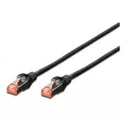 Digitus LAN (RJ45) Mreža Priključni kabel CAT 6 S/FTP 0.5 m Crna Zaštićen s folijom, Sveukupno zaštićen, Sa zaštitom, Bez halogena, Jedn