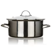 Banquet Emajliran lonec METALLIC Black 22 cm, 3,75 l, s pokrovom