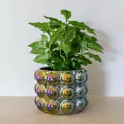 Okrasni lonec Musa shiny green D21 H15 - zelena - do 25 cm - keramika - do 30 cm