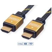 ROLINE Roline HDMI priključni kabel HDMI-A  vtič 1.00 m črna\, zlata 11.04.5501 #####4K UHD\, dvojno oklopljen\, pozlačeni konektorji HDMI kabel, (20419132)