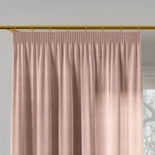 VELVI zavesa z nabiralnim trakom, žamet, roza, gladka, 140x250 cm