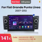 Junsun Android 11 Car Radio Player For Fiat Grande Punto Linea 2007-2012 Multimedia GPS Navigation autoradio Support Carplay