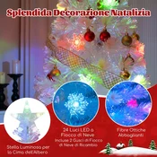 Costway Božično drevo iz optičnih vlaken 150 cm z iridescentnimi listi zvezdo na vrhu in LED lučmi