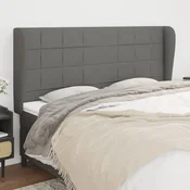 Vidaxl vidaXL Vzglavje s krilci temno sivo 203x23x118/128 cm blago