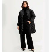 Twinset za ženske. 252TP2130 Dolga jakna črna (40), Črna, Priložnostno, Poliamid