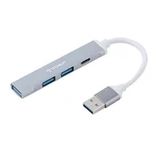 Hub postaja Techsuit PolarisBridge 4v1 (H19) USB-A - 2x USB-A 2.0, 1x USB-A 3.0, 1x USB-C - bela