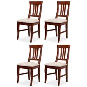 Casa Padrino Biedermeier dining room chair set of 4 light gray/dark brown 43 x 52 x H. 96 cm - Solid wood kitchen chairs - Solid Wood Biedermeier Dining Room Furniture