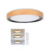 Brilagi - LED prigušiva stropna svetiljka FLOCO LED/48W/230V pr. 40 cm drvo/crna + daljinski upravljac