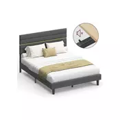Songmics Postelja z okvirjem 202x146x110 cm siva