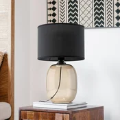 TK Lighting Namizna svetilka Melody, višina 48 cm, rjavo steklo, črn tekstil - Dnevna soba/jedilnica - črna, rjavo prosojna
