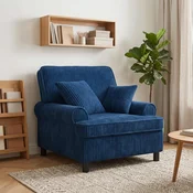 Vidaxl XL naslanjač z blazinami Mornarsko modra Platno z 1,5 črtami