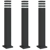 Vidaxl Zunanja talna svetilka 3 kosi črna 80 cm aluminij