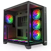 NJOY kućište računala - AURA (crno, s prozorom, ATX, 7x12 cm, 2xUSB 3.0, 1x USB-C)