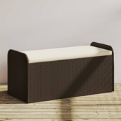 vidaXL Klop z blazino rjava 115x51x52 cm poli ratan