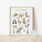 Its a moms world Edukativni poster za decu sa ramom Divlje životinje A5, 3D