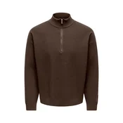 Only & Sons Pulover ONSCARTER temno rjava