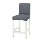 BERGMUND Barska stolica s naslonom, visina radne ploce bela/Gunnared siva, 62 cm