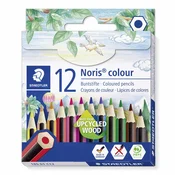 Barvni svinčniki, komplet, šesterokotni, kratki, STAEDTLER Noris Colour 185, 12 različnih barv, 12 kosov