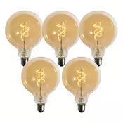 Komplet 5 E27 zatemnitvenih LED žarnic Spiral Filament Gold G125 4W 270 lm 2200K