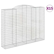 Vidaxl Obokati gabionski koši 15 kosov 300x50x220/240 cm pocinkano železo