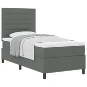 Vidaxl Postelja z vzmetnico z vzmetnico Temno siva 80 x 200 cm blago