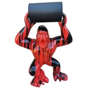 Casa Padrino luxury decorative sculpture gorilla monkey with barrel red/black H. 140 cm - Large decorative figure - XXL decorative sculpture - XXL decorative figure - Luxury XXL figures