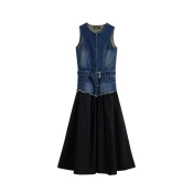 Desigual Obleka moder denim/črna
