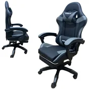 GOBORELAX gaming stolica s osloncem za noge - crno-siva