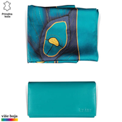Princ Leather Ženski poklon set ešarpa i novcanik, Tirkizni