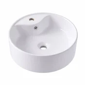 Northix Okrogli keramični pultni umivalnik s prelivom, 41 cm